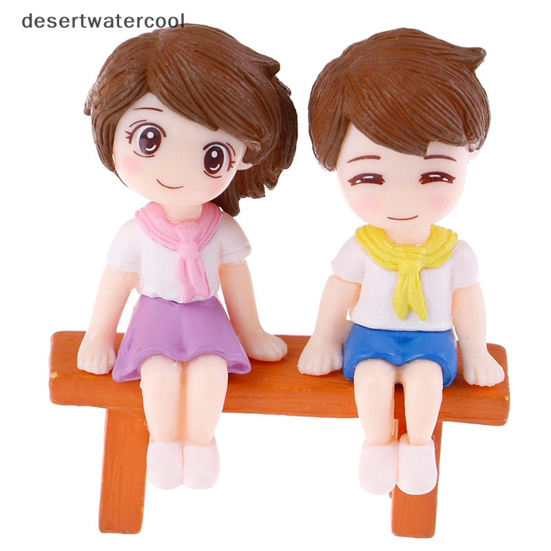 Deid 1set Sweet Couple DIY Patung Miniatur Mini Taman Deco Kursi Lanskap Mikro Martijn