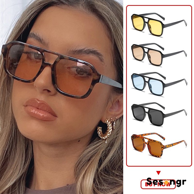 COD Kacamata Hitam Wanita Leopard Korea Retro Klasik Frame Besar Kaca mata Lensa UV UV400 Pria/Wanita Sunglasses