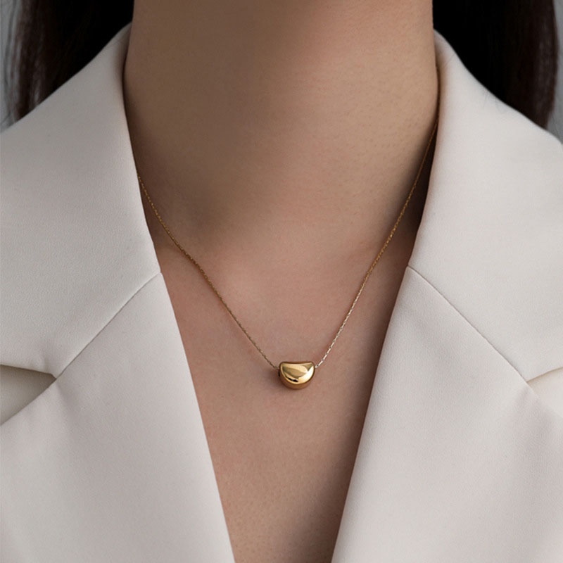 Kalung Geometris Kacangan Bahan Alloy Korea Untuk Anak Perempuan