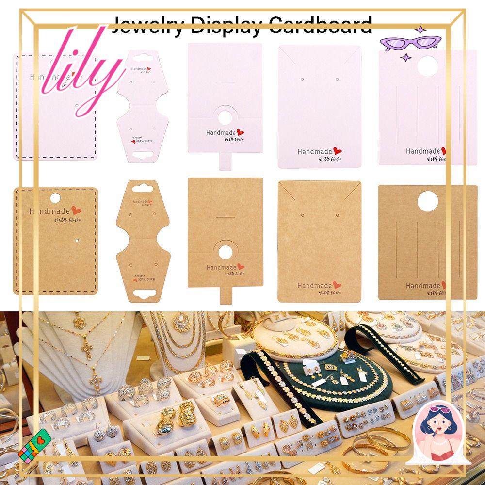 Lily 100PCS Lemari Pajangan Perhiasan Hadiah Gantung Label Kraft Paper Tag Kalung Anting