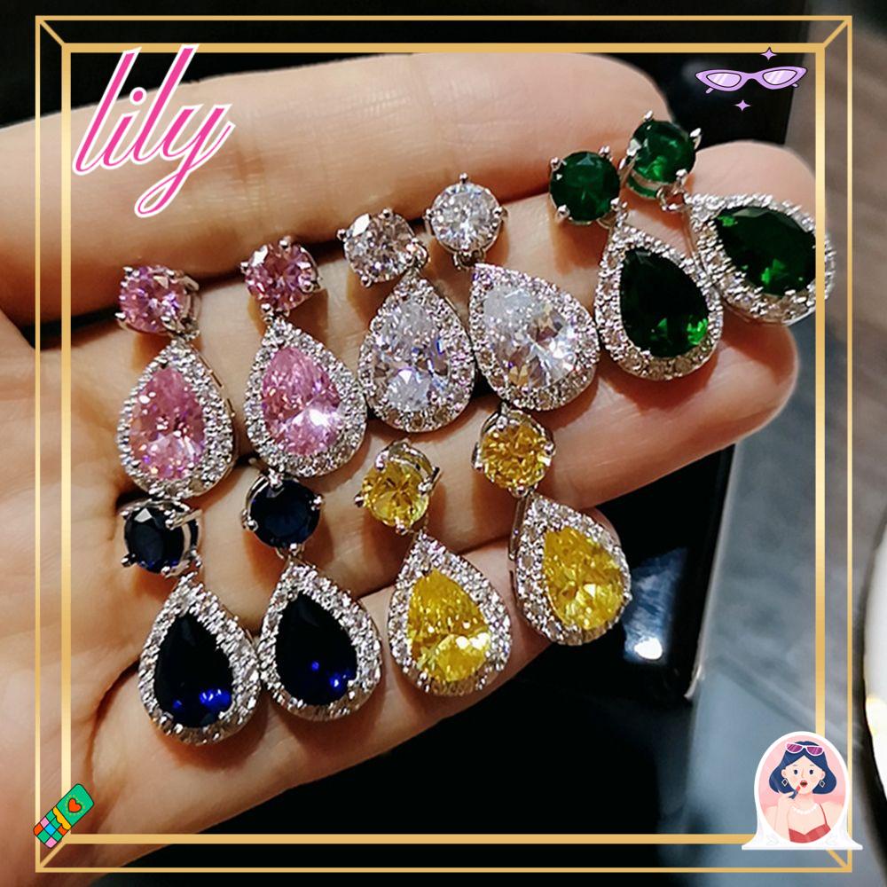 Anting LILY Warna Zirkon Temperamen Super Bersinar