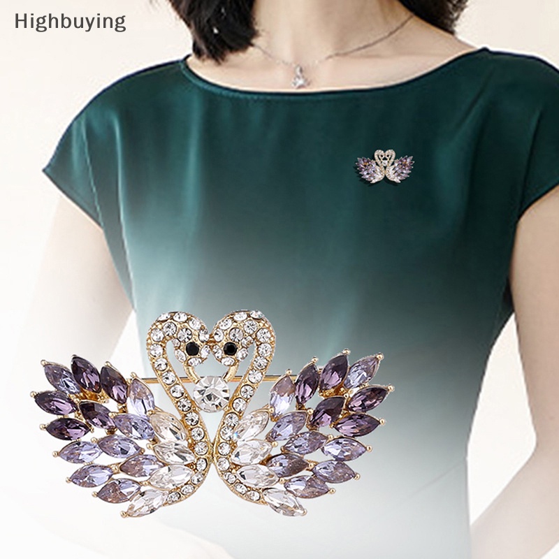 Hbid Fashion Berlian Imitasi Angsa Ganda Bros Wanita Pakaian Pesta Perhiasan Aksesoris Brooch Pin Hadiah Glory