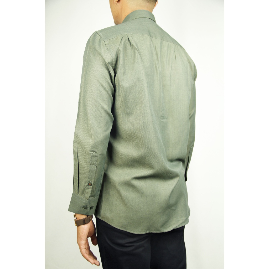 Kemeja Kerja Pria Formal STANLEY ADAMS Reguler Fit Putih Olive Lengan Panjang | Hem Pria