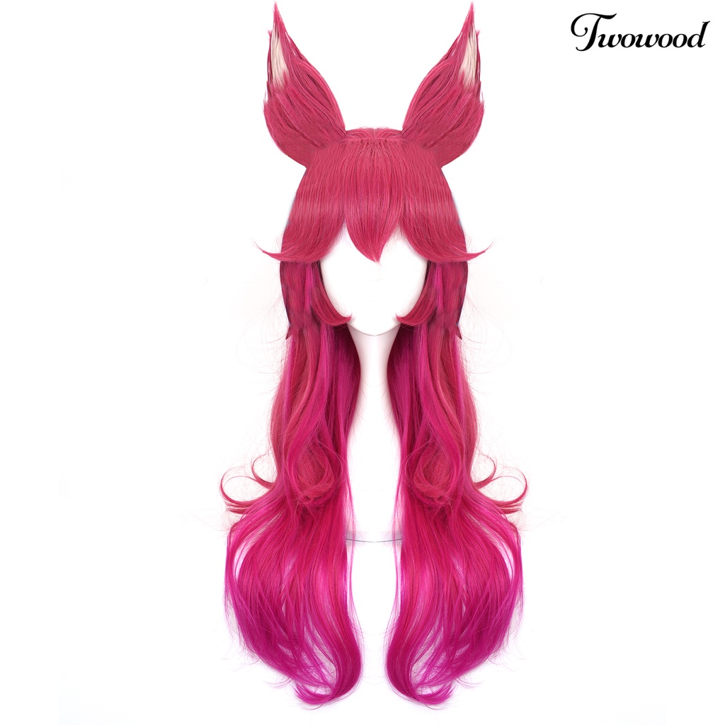 Twowood Spirit Blossom Ahri Panjang Keriting Gradien Wig Rambut Palsu Pesta Cosplay Sopak