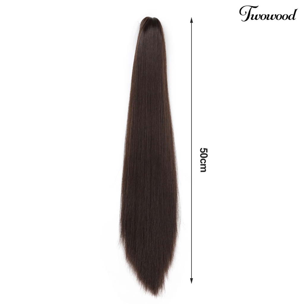 Twowood Wanita Wig Ada Perm Berbulu Tidak Dapat Dijatuhkan Tak Terlihat Rambut Styling Alami Cakar Panjang Klip Tinggi Ponytail Palsu Rambut Lurus Pemodelan Supply