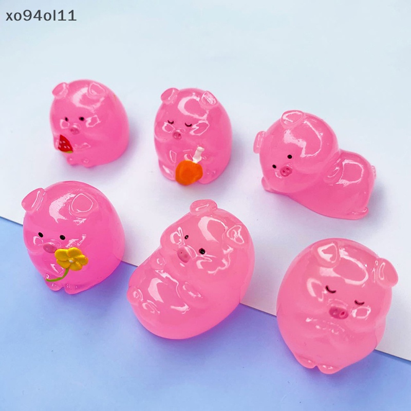 Xo 1pcs Bebek Resin Bercahaya Babi Mini Natal Pesta Ulang Tahun Home Decor OL