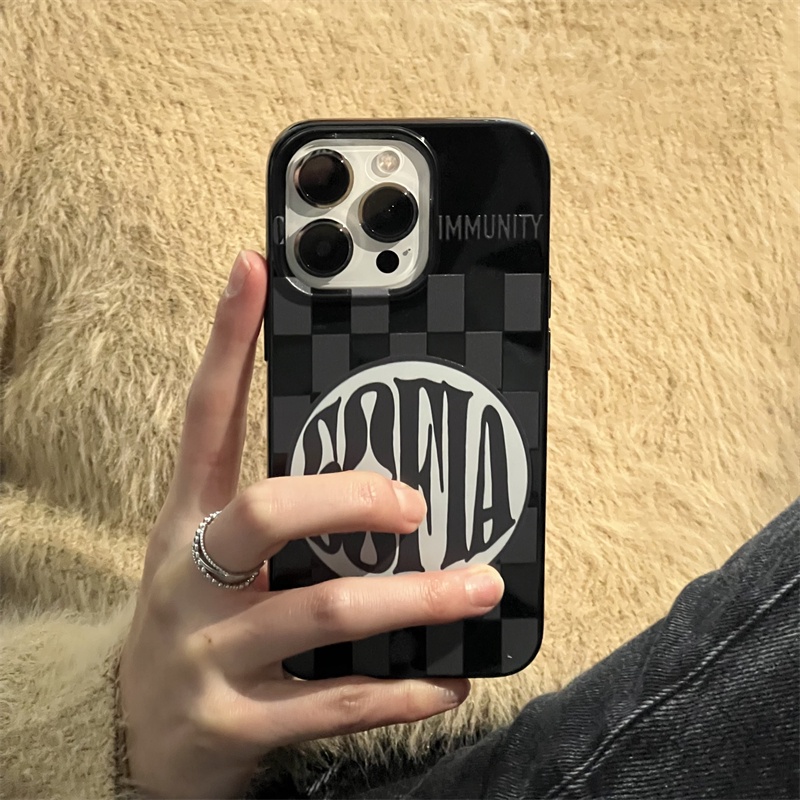 Ins Gaya Kotak-Kotak Cocok Untuk iPhone 14 Pro Max Casing Ponsel iPhone Kompatibel Dengan Iphone13 13pro 13prm iPhone 11 11pro 14plus 12Pro Max Shockproof TPU Phone Case