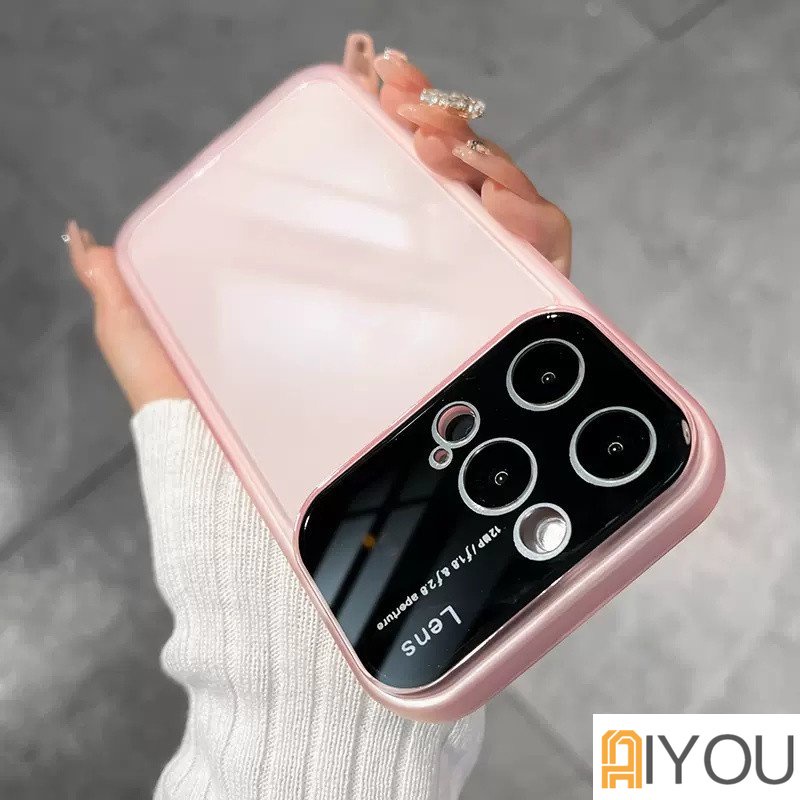 IPHONE Casing Soft Phone Jendela Besar Warna Kontras Transparan Untuk Iphone14Plus13 12 11 Pro Max Lensa Kamera Clear Protection Cover