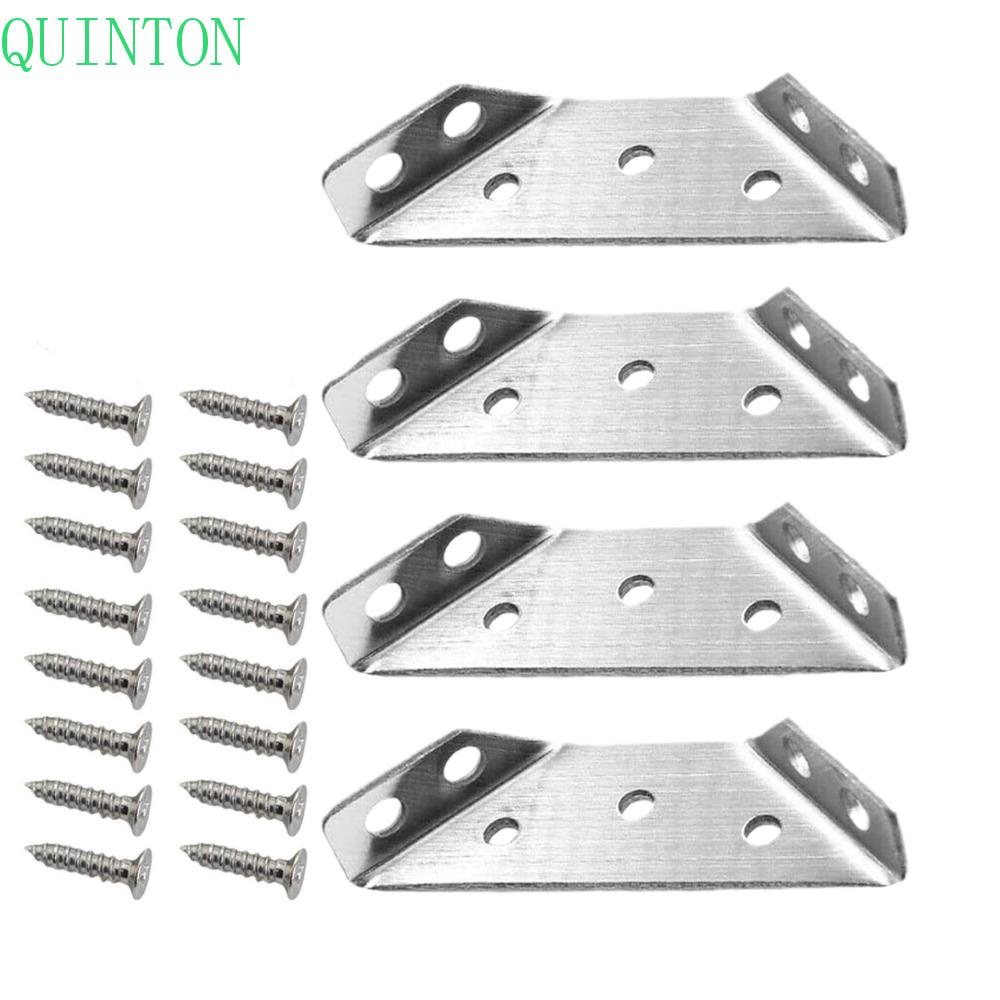 Quinton Konektor Sudut Furniture Segitiga 4pcs /set Konektor Sudut Furniture Pelindung Penyangga Sudut Siku Bracket Corner Code Fastener