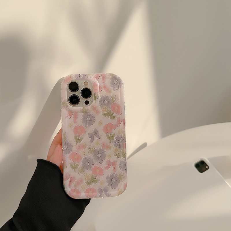 Nice Watercolor Bow Flower Soft TPU Case iP iPhone 14 + Plus 11 12 13 Pro Max Girl Woman FTD Casing Apple