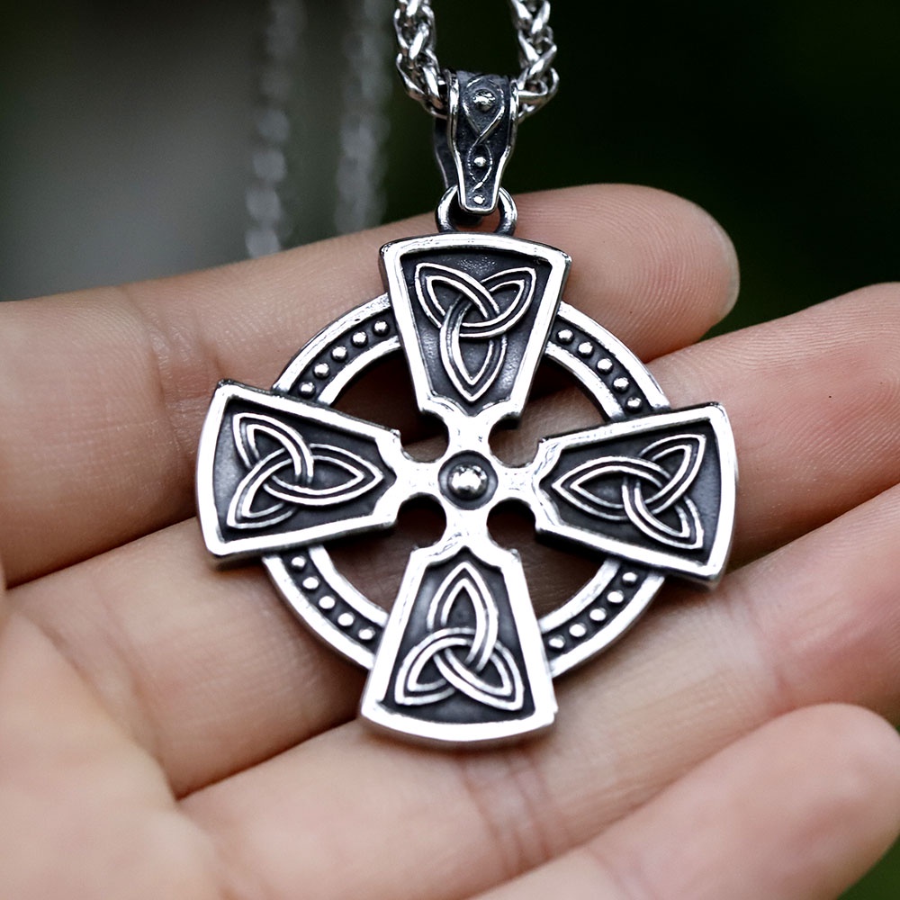 New Viking Punk Valknut Celtic Cross Kalung Liontin Fashion Pria Perhiasan