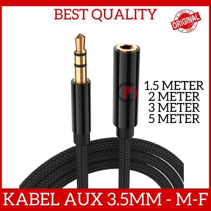 Kabel Aux 3.5mm Male to Female 1.5 2 3 5 Meter Sambungan Perpanjangan