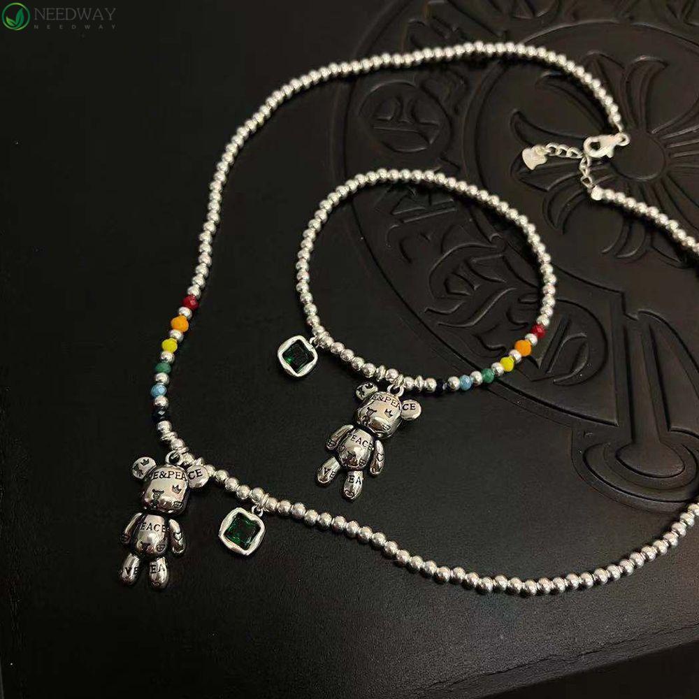 Needway Kartun Gelang Lucu Manis Baja Titanium String of Beads Pesta Fashion Desain Korea Fashion Kalung