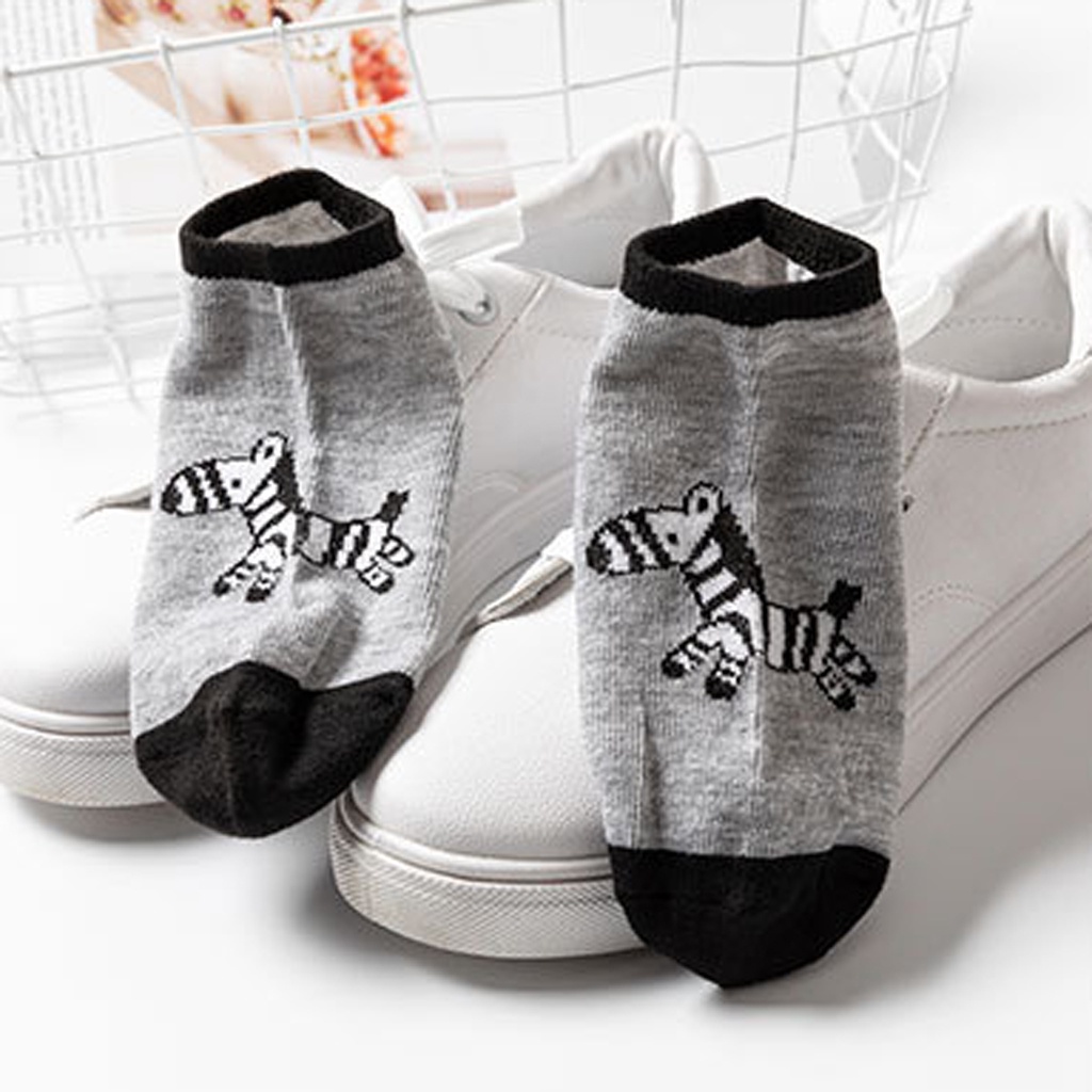 MurmerOfficial Kaos Kaki Korea Wanita Motif Zebra Kaos Kaki Laki-Laki Perempuan Ankle Socks Impor KK145