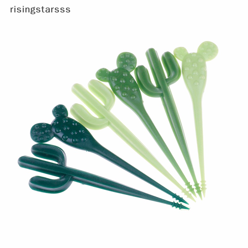 Rsid Span-new 6pcs /pack Garpu Buah Kaktus Dessert Forks Tusuk Gigi Peralatan Makan Anak Food Picks Jelly