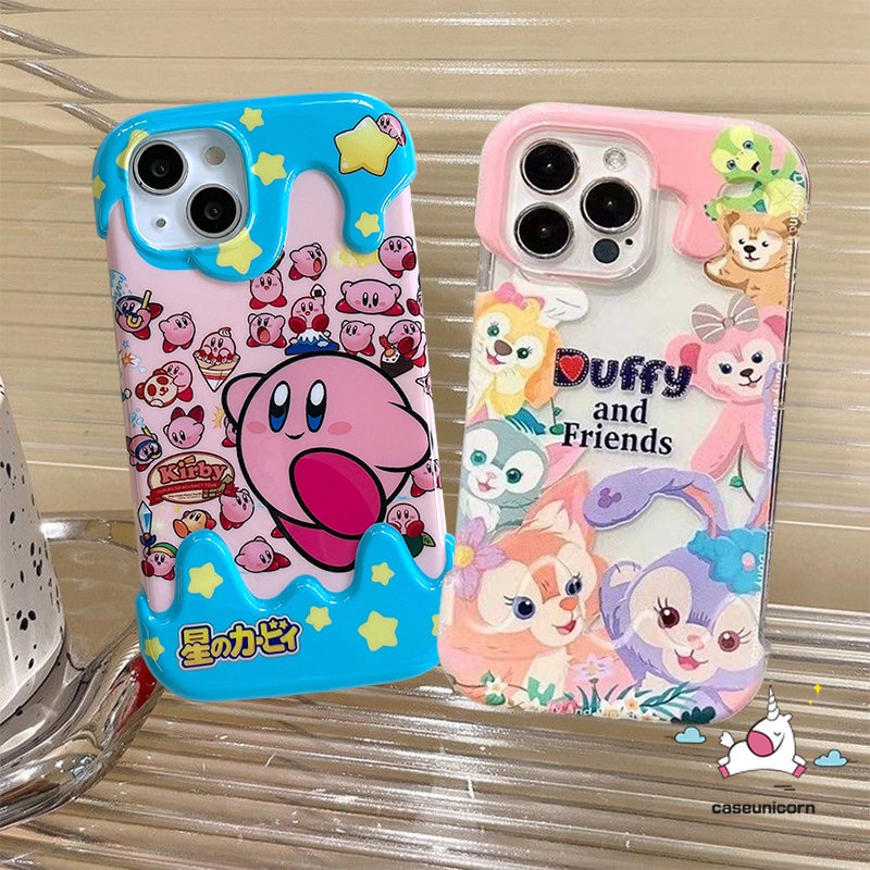 IPHONE 3d Warna Ice Cream Lucu Disney LinaBell Stellalou Case Kompatibel Untuk Iphone13 11 12 14 Pro Max 7Plus X XR 7 8 Plus XS Max SE 2020kartun Kirby Cinta Hati Doodle Lembut TPU Cover