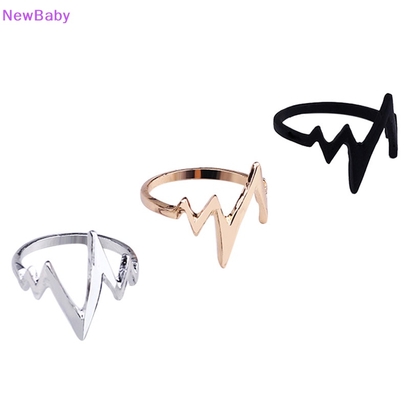 Newbaby Vintage Heartbeat Ring Women Adjustable Electrocardiogram Ring Women Jewelry ID