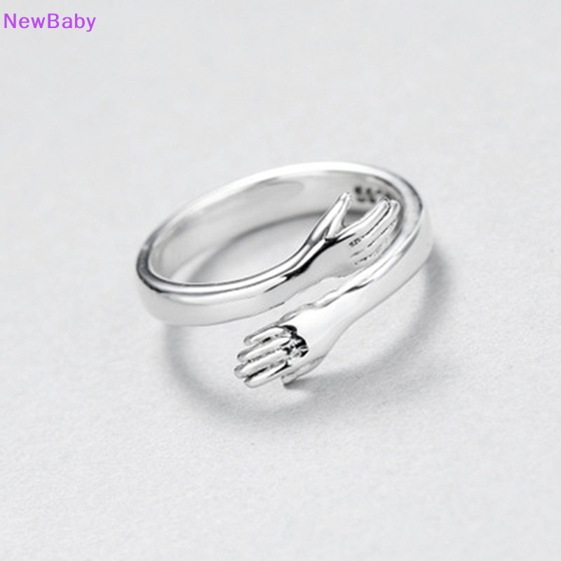 Newbaby925 sterling Perhiasan Perak Cinta Peluk Cincin retro fashion Pasang Aliran Terbuka Cincin ID