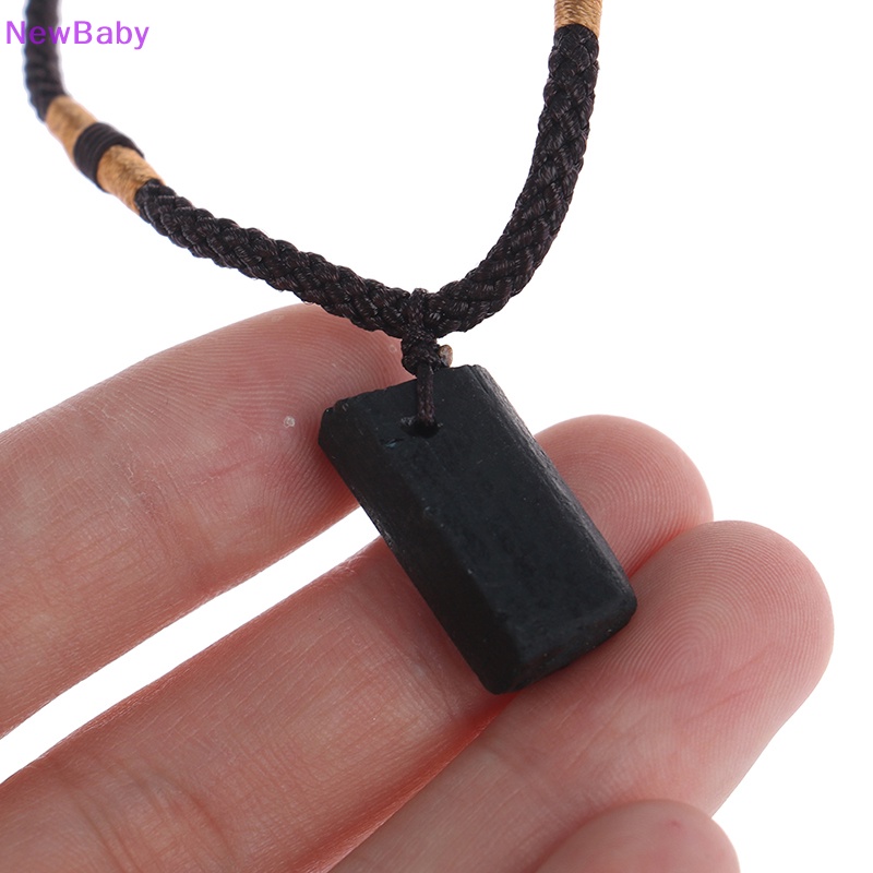 Newbaby Natural Black Tourmaline Stone Kalung Liontin Kristal Aksesori Batu Asli ID