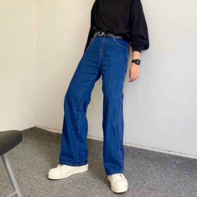 Highwaist Kulot Jeans Wanita Loose