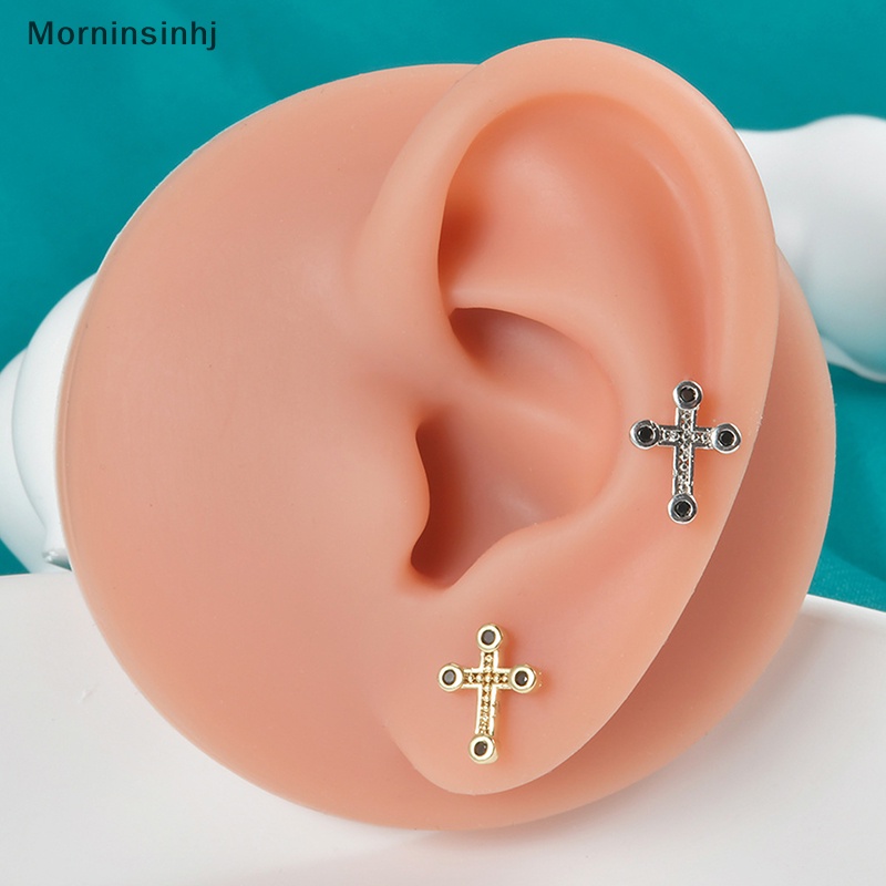 Mornin 1pcs Cross Zirkon Anting Telinga Tulang Kuku Untuk Wanita Tulang Rawan Anting Spiral Stud Earring Tubuh Perhiasan Hadiah id