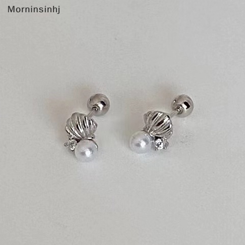 Mornin 1pasang Shell Pearl Earring Kuku Tulang Telinga Untuk Wanita Anting Tulang Rawan Anting Spiral Stud Earring Body Jewelry Hadiah id