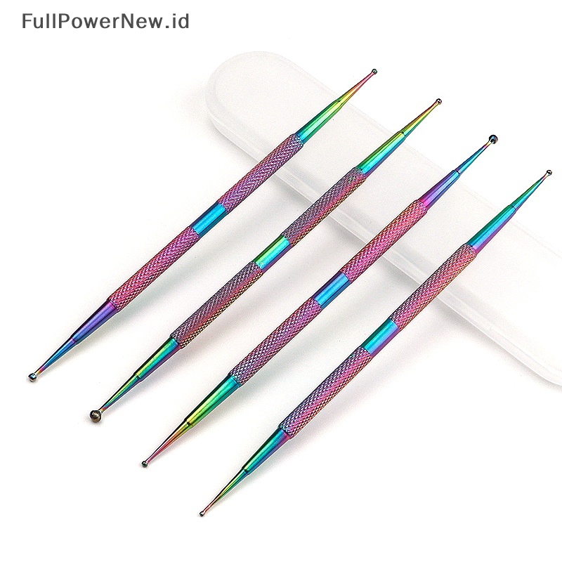 Power 4Pcs Pena Nail Art Ujung Ganda Dotg Gambar Paing UV Gel Liner Polish Brush ID