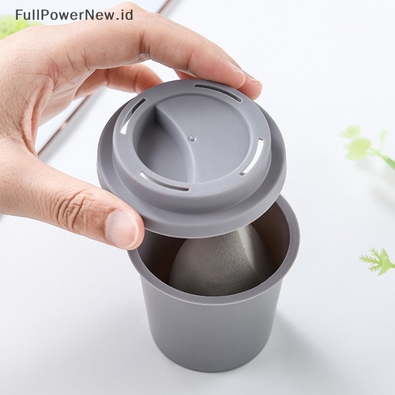 Power Gelas Kopi Kosong Bentuk Beauty Sponge Holder Bedak Puff Bubuk Sponge Case ID