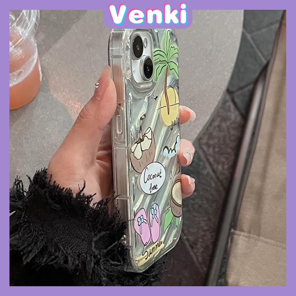 VENKI - Untuk iPhone 11 iPhone Case Laser Reflektif Bening Phone Case TPU Soft Shockproof Airbag Ponsel Pantai Romantis Kompatibel dengan iPhone 14 13 Pro max 12 Pro Max XR 7Plus 8Plus