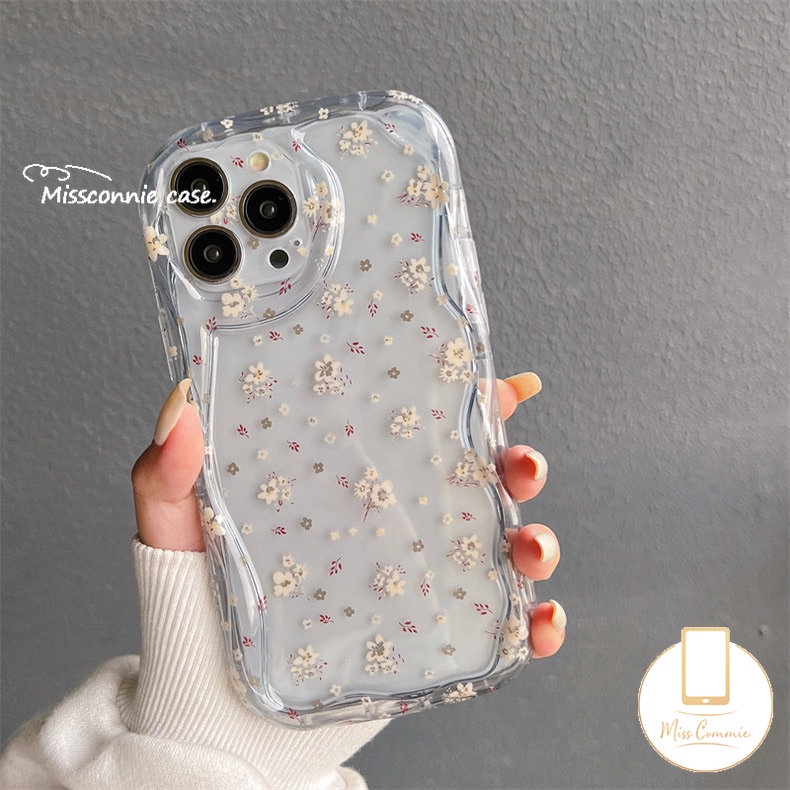 Casing Bunga Untuk Realme C15 C55 9i 5 7i 5i 6i 5s C33 C12 C53 C21Y C25Y C25s C25 C35 C31 C1 C3 C20 C20A C30 C17 C21 Transaprent Purple Fresh Flower 3D Wavy Curved Edge Flower Case