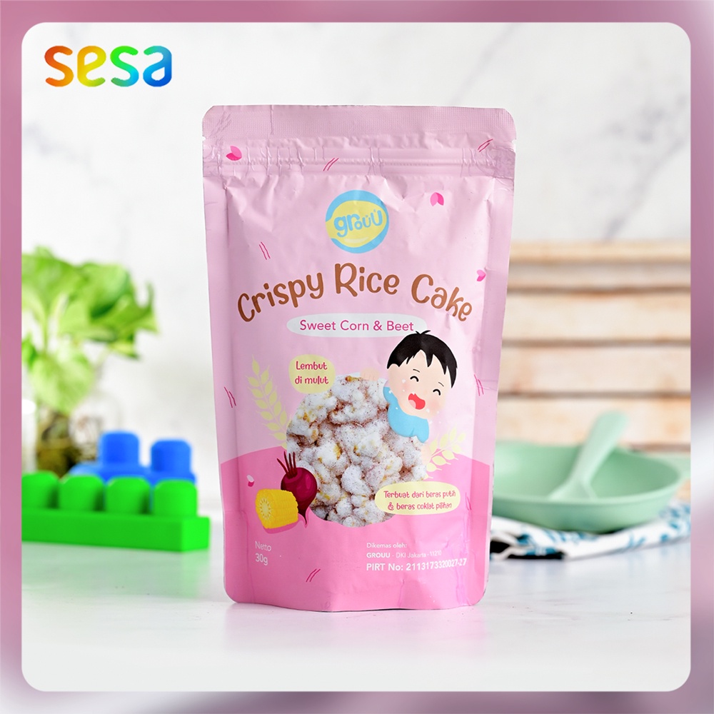 

GROUU Crispy Rice Cake Sweet Corn & Beet 30gr - Snack Anak