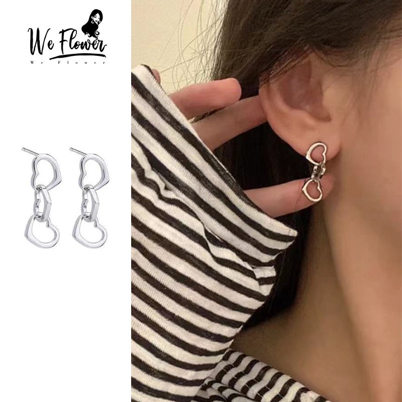 Kami Bunga ins Trendi s925 Perak Berongga Hati Ke Hati Drop Anting-Anting Untuk Wanita Perempuan Elegan Terkait Cinta Menjuntai Anting-Anting Korea Fashion Telinga Perhiasan Aksesoris