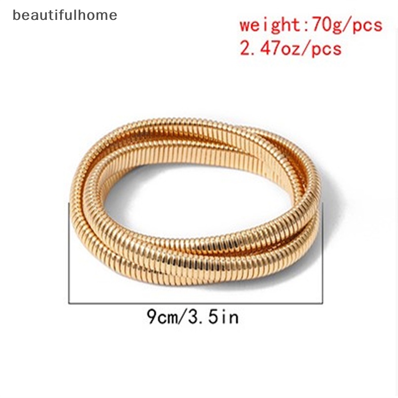 {beautifulhome} Punk Rantai Ular Spiral Twist Bracelets Cubic Zirconia Bangle Wanita Fashion Perhiasan.