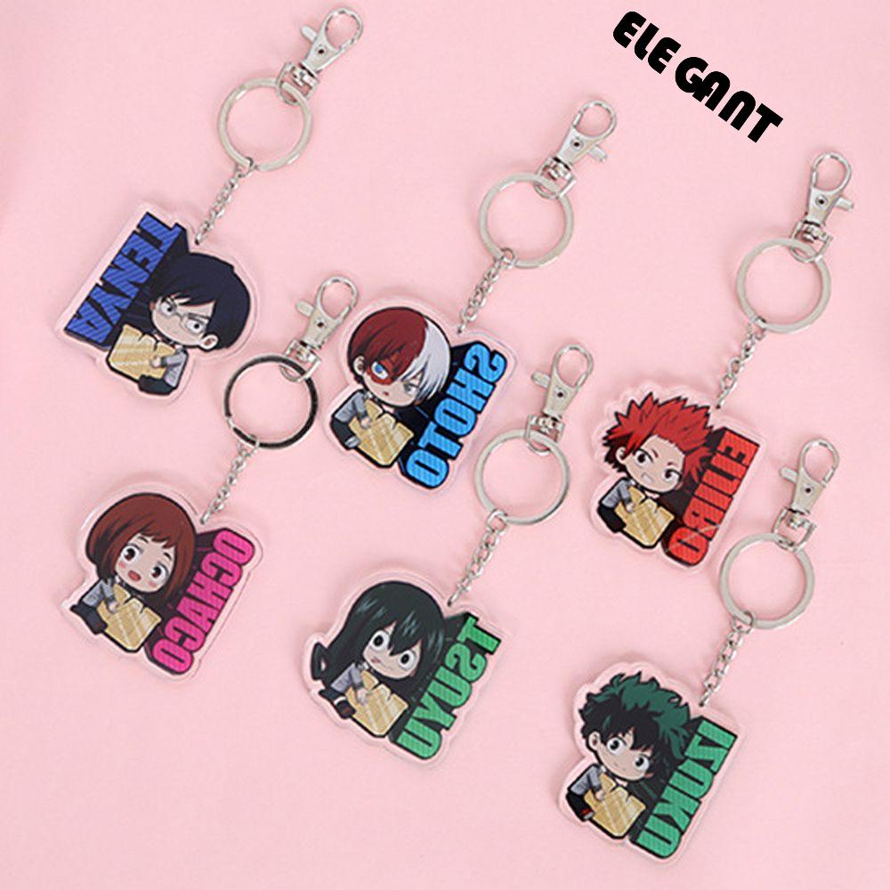 [Elegan] My Hero Academy Gantungan Kunci Aksesoris Anime Cosplay Dua Sisi Shoto/Izuku Todoroki Shouto Key Rings