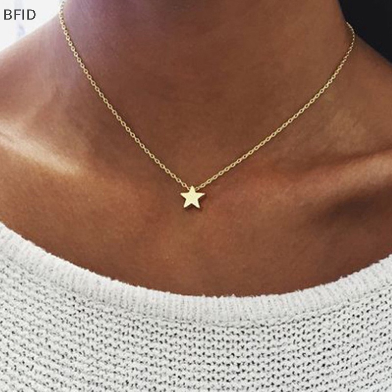 [BFID] Baru Wanita Chocker Gold/Silver Warna Rantai Bintang Hati Choker Kalung Perhiasan Collares Jewelry Gift [ID]