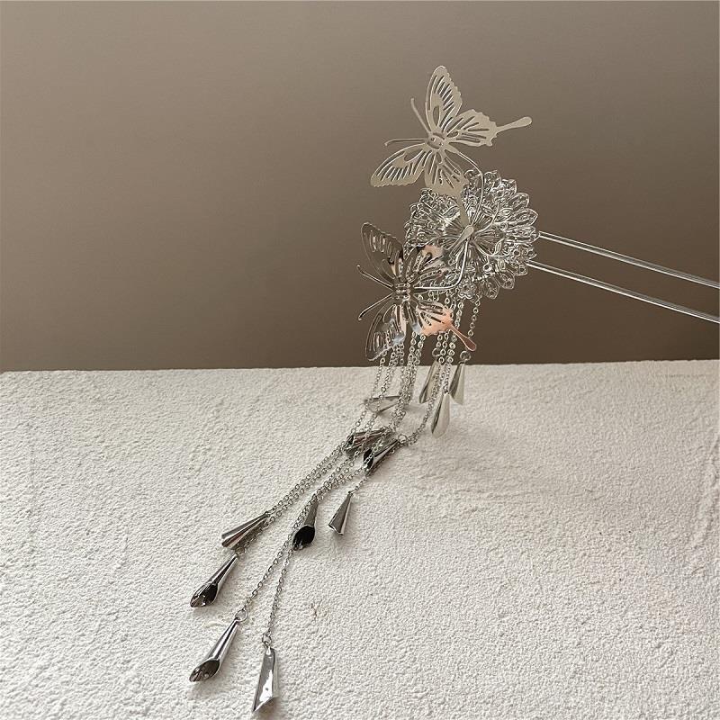Fairy Wind Chime Rumbai Hanfu Hiasan Kepala Jepit Rambut Logam Kupu-Kupu Hairpin Gaya Tinggi Retro Jepit Rambut Untuk Wanita