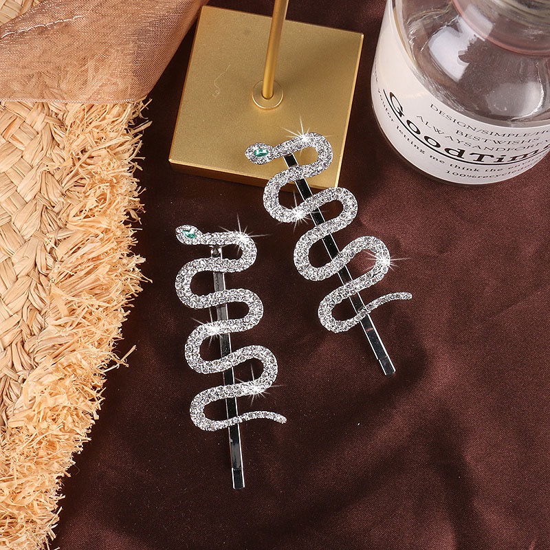 2/4Pcs Vintage Dragonfly Snake Shaped Hair Clips Fashion Rhinestone Alloy Girls Bangs Clip Hairpin