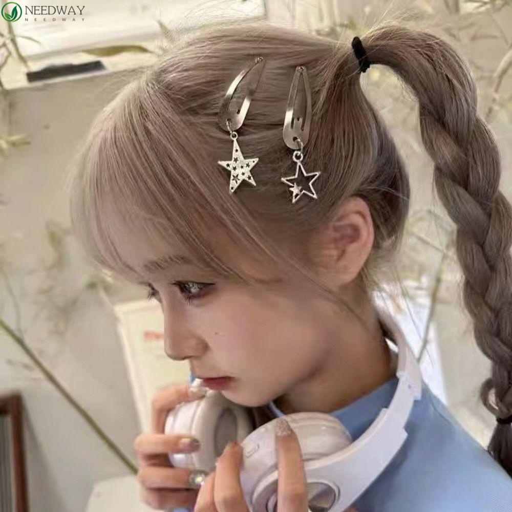 Needway Pin Rambut Bintang Lucu Hiasan Kepala Pentagram Bintang Berujung Lima Silver Gaya Korea Untuk Wanita Untuk Wanita