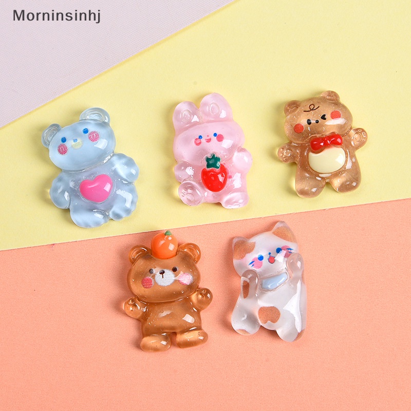 Mornin 10Pcs Kartun Hewan Resin Datar Kembali Patung DIY Perhiasan Craft Scrapbook Dekorasi id