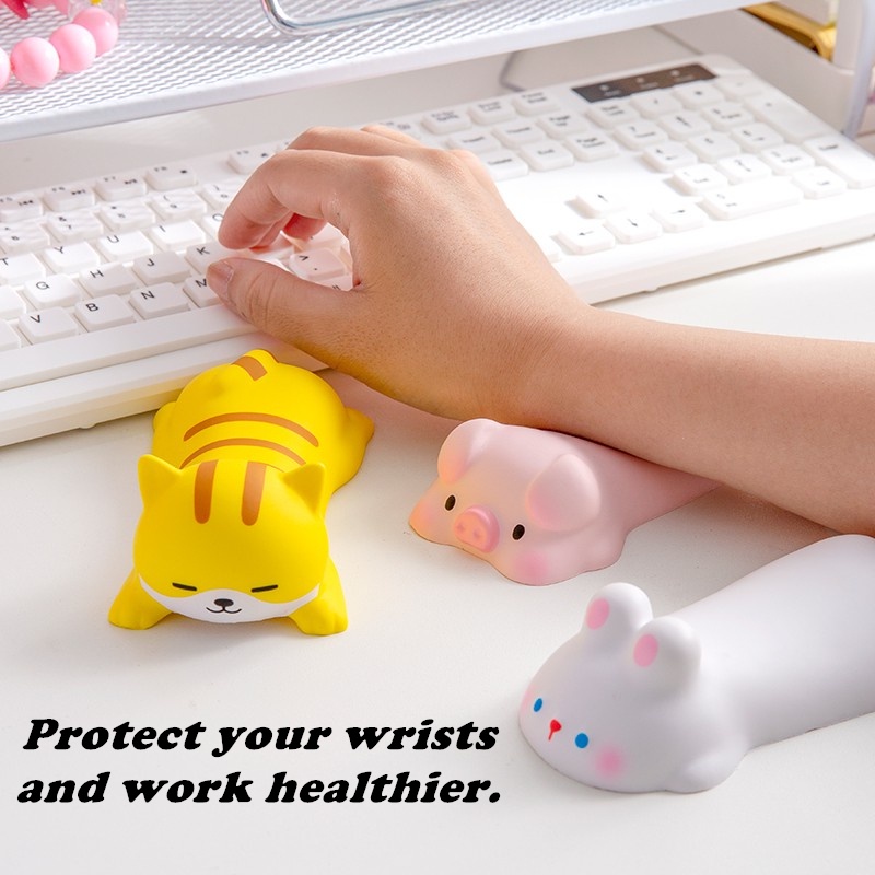 Lucu 3D Memory Foam Wrist Rest Untuk Keyboard Kerja Kantor PC Gaming Pelindung Pergelangan Tangan Kartun Mouse Pad