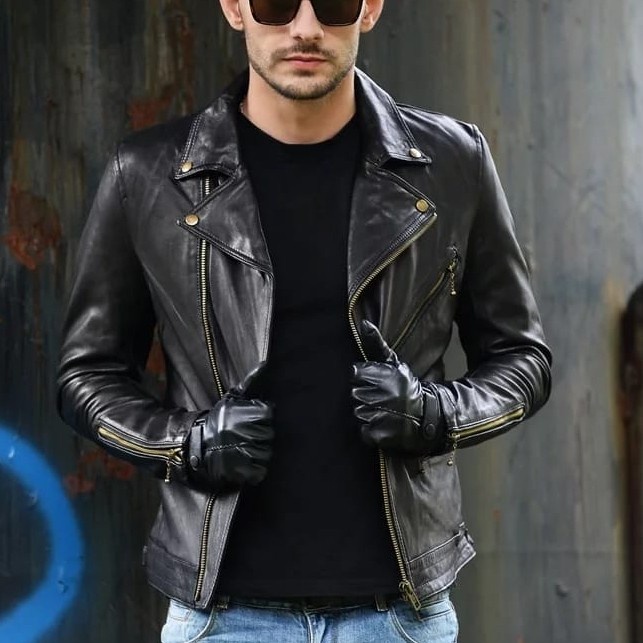 jaket kulit pria terbaru/ jaket kulit asli ramones pria- jaket kulit motor pria-jaket kulit asli /ja