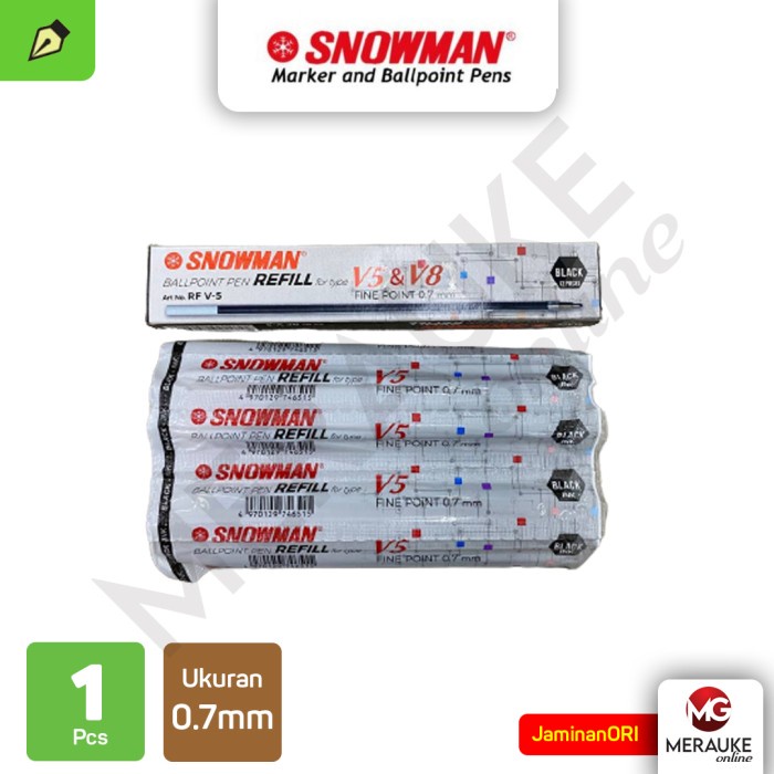 

Isi Ballpoint / Refill Snowman V5-V8 0.7mm Tinta Hitam