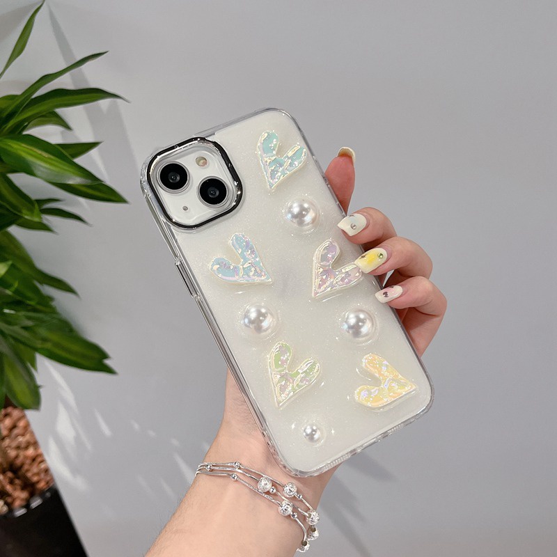 Silver Camera Pearl Laser Love Soft TPU Case HP iP iPhone 12 13 14 Pro Max 11 FTD Girl Woman Casing Apple