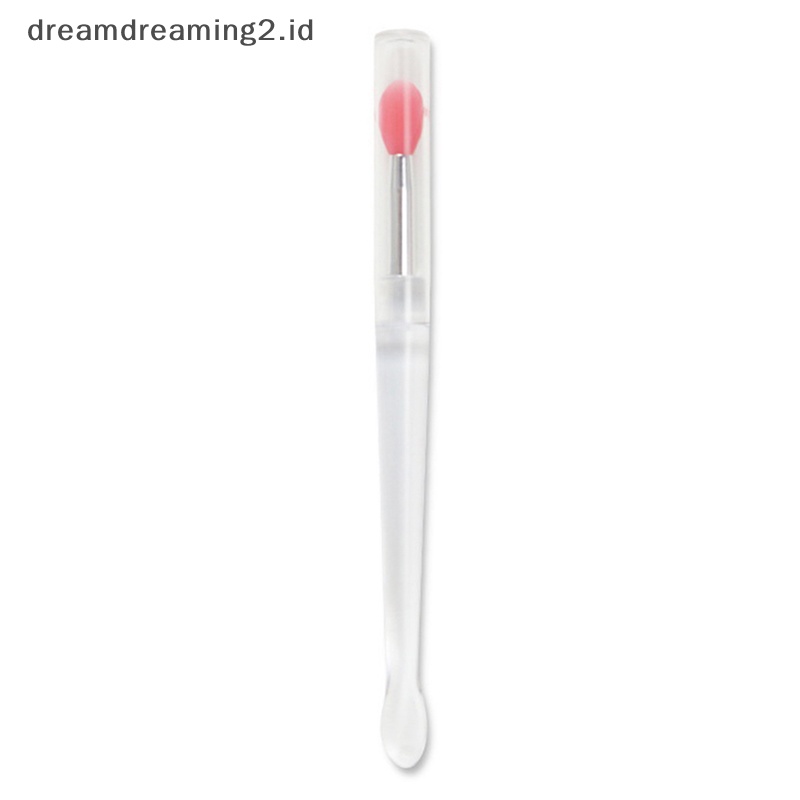 (drea) 1pc Lip Gloss Aplikator Kuas Bibir Silikon Dengan Tutup Debu Brush Makeup //