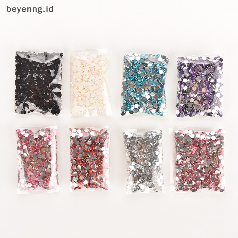 Beyen Banyak 1000Pcs Berlian Imitasi Segi Flatback Kristal Manik-Manik Bulat Nail Art DIY 4mm New ID