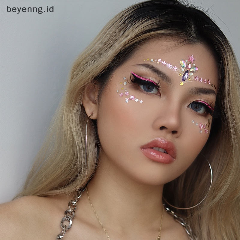 Beyen Face Jewels Sticker Make Up Perekat Tato Temporer Seni Tubuh Permata Berlian Imitasi ID