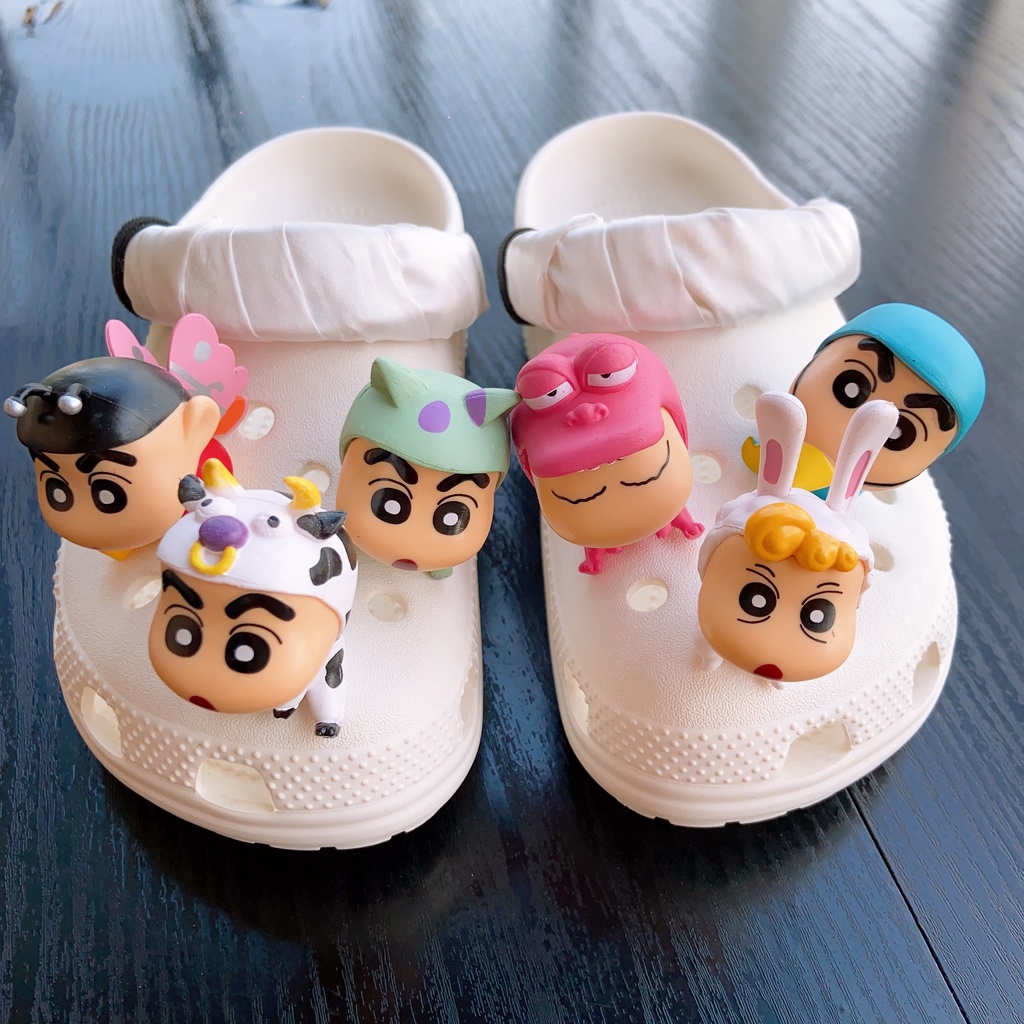 6pcs Pesona Sepatu Kancing Crayon Shin-chan -croc /jibz /Button croc /Charm/DIY-Aksesoris Kartun Lucu