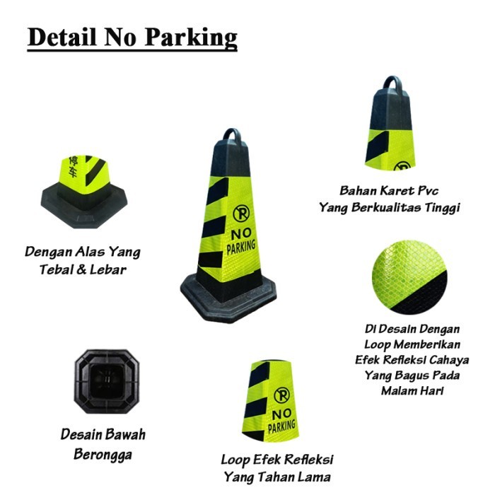 TRAFFIC CONE KERUCUT LALU LINTAS NO PARKING PVC ANTI PECAH 60 CM MURAH COD