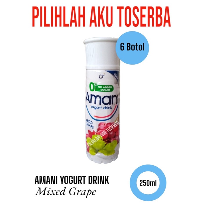 AMANI Yogurt Drink NO ADDED SUGAR MIXED GRAPE 250 ml - (HARGA 6 BOTOL)