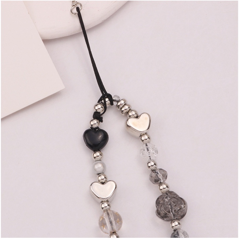 3d Transparan Hitam Kristal Rose Love Heart Phone Strap Handmade Rantai Manik-Manik Untuk iPhone Untuk Samsung Untuk OPPO Untuk VIVO Untuk Huawei Untuk Redmi Untuk Xiaomi Cover DIY Gelang